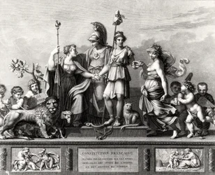 Konstytucja francuska, rytowana przez Jacques Louis Copia (1764-99)